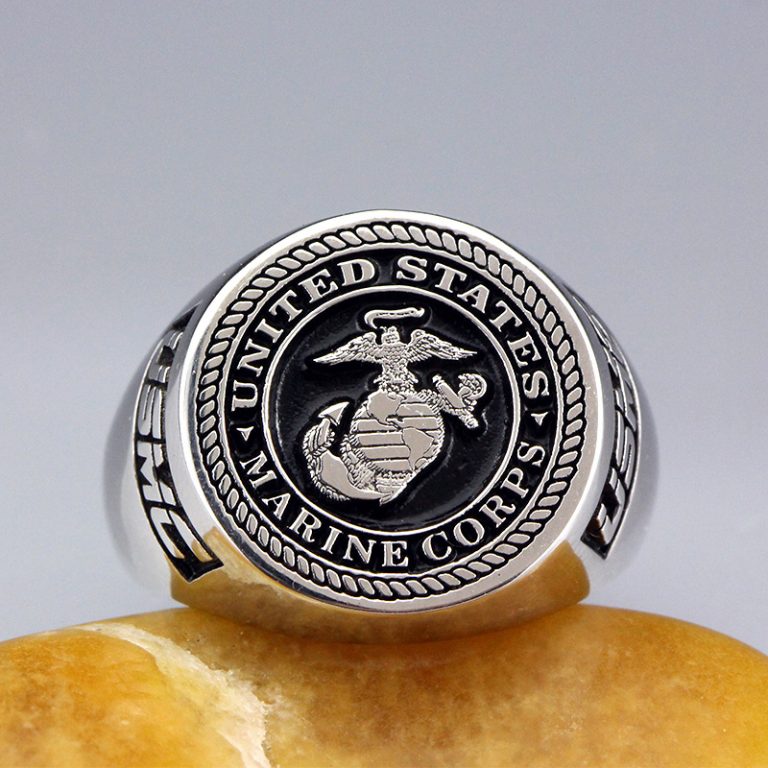 United States US Marine Corps USMC Military Sterling Silver Ring ...