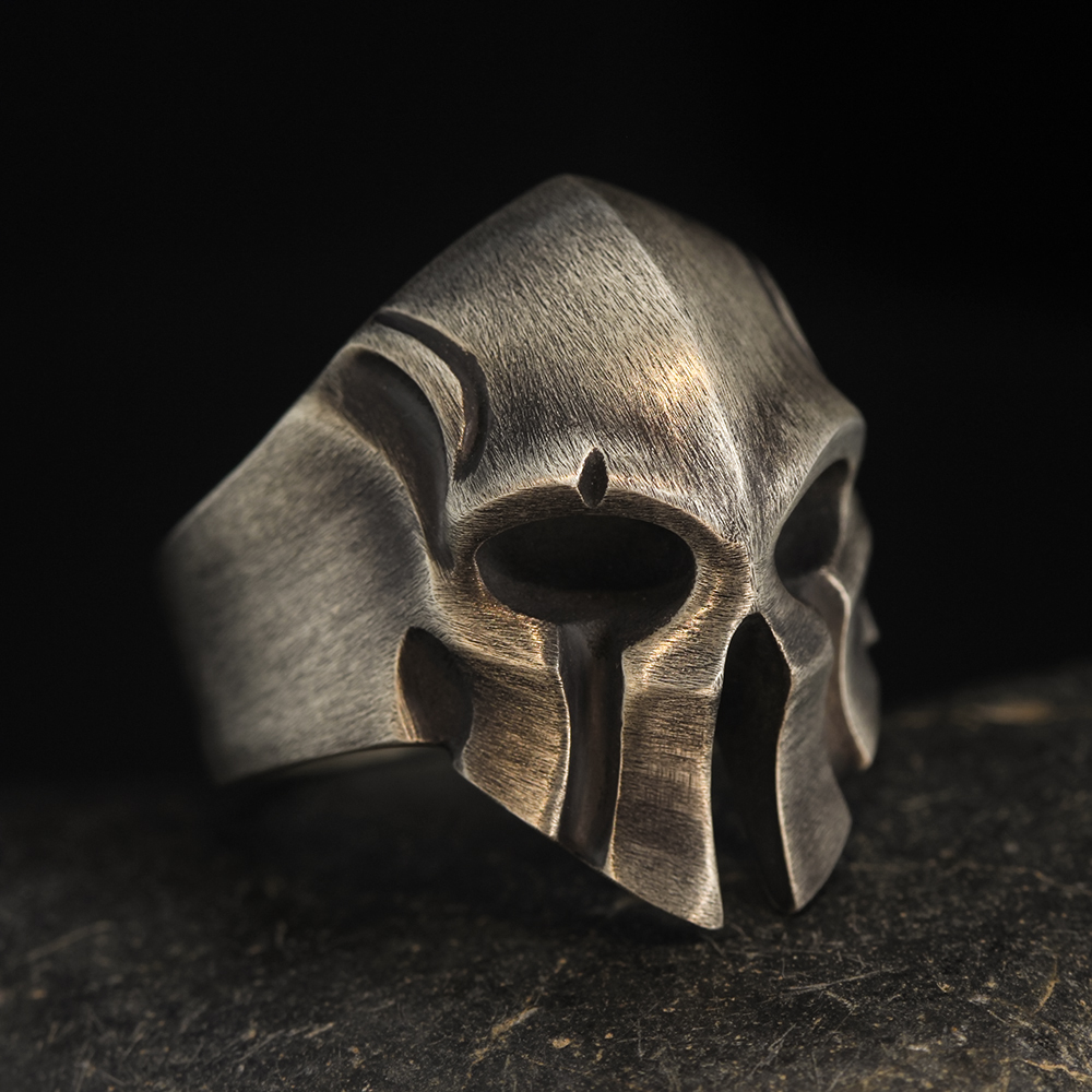 SPARTAN WARRIOR Skull Ring for Men in Sterling Silver by Ecks